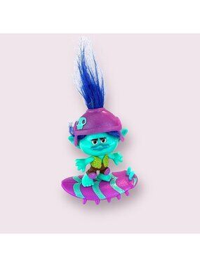 DreamWorks Trolls Branch Figure with Skateboard Blue Hair Toy Collectible Set